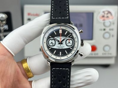 BLS Factory Breitling Top Time 38mm 7750 Movement Cowhide Leather Strap Black Face White Chaper Ring Watch